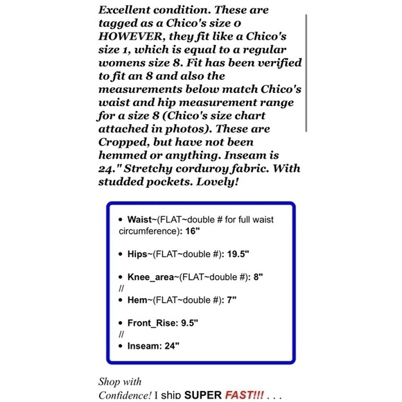 Chico's 1 Sz 8 Womens Leopard Print Studded Corduroy Cropped Pants Brown Stretch - Picture 2 of 8